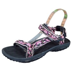 Teva Pretty Rugged Women Sandal Size 8 Outdoor Hiking Walking Pink Black Strappy